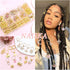 NAISKA 156Pcs Pink Crystal Loc Dreadlocks Jewelry: Gold Hair Decoration for Braids Multi Shape Crown Pearls