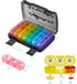 FGcase Pill Organizer 3 Times a Day, Large Weekly Pill Case with Travel Case, 21 Compartments, Rainbow Black