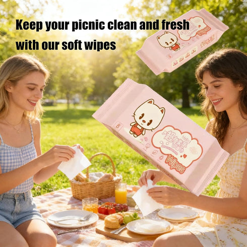 KATPOSIN 24 Packs 8 192 (24, Disposable Wet Wipes, Skin-Friendly Hypoallergenic Unscented Travel Cleaning Wipes