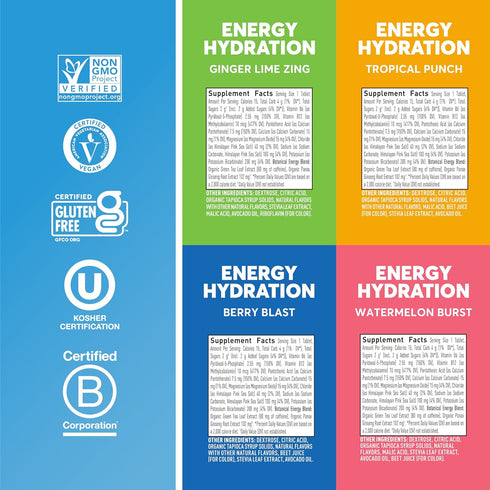 Nuun Energy Electrolyte Tablets - Ginseng, Caffeine, Vitamin B12 & 4 Other Electrolytes - 4 Pack (40 Servings)