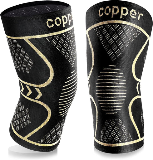 Copper Knee Braces for Women and Men, 2 Pack Compression Sleeves for Pain Relief, Arthritis, ACL, Joint Support