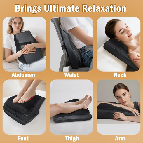 Joyset Tissue,4D Back Massager with Heat,Neck Massager for Back Pain Deep Kneading Shiatsu Lower Back Massage Pillow
