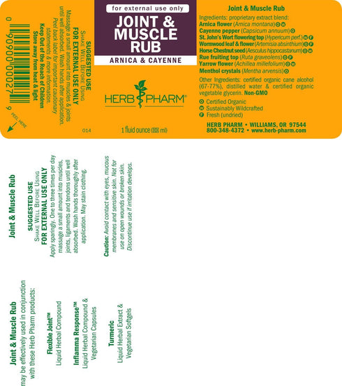 Herb Pharm Joint and Muscle Warming Rub with Cayenne Extract - 1 Ounce