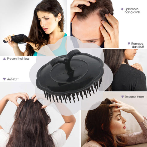 Segbeauty Men's Shampoo Brush, 4pcs Scalp Massage Brushes, Plastic Growth Beard Brush & Round Palm Brush
