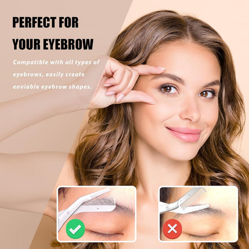 LePinko Eyebrow Trimming Scissors with Combs, Silver Gifts for Men Women Stocking Stuffers