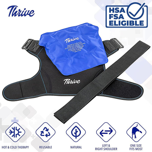 Thrive Shoulder Ice Pack - Rotator Cuff Cold Therapy, Reusable Compression Sleeve for Pain Relief and Injuries
