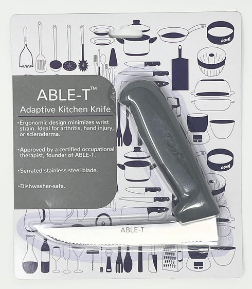 Serrated Right Angle Knife, Approved by Certified Occupational Therapist - 1 Count, Grey