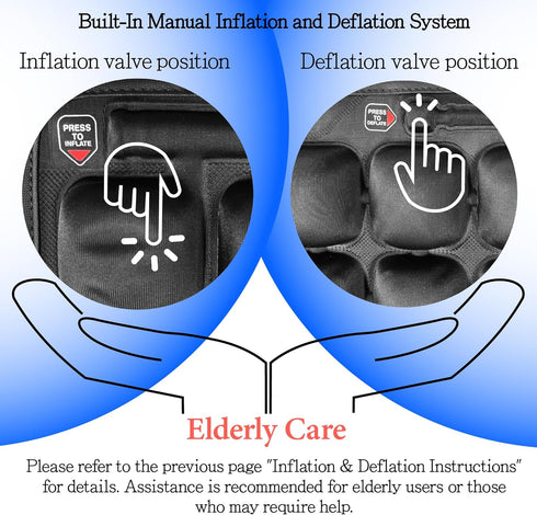 Air Inflatable Pressure Relief Seat Cushion for Wheelchair, Car, Office, Adjustable Firmness for Coccyx, Sciatica Pain