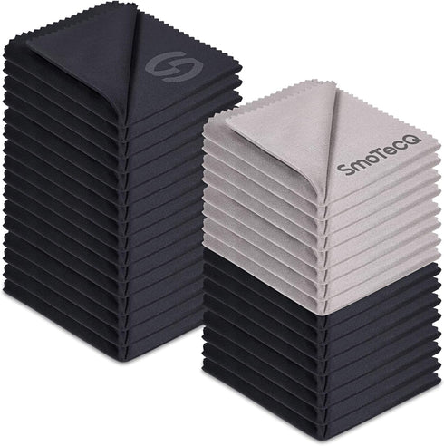 SmoTecQ 32 Pack Microfiber Cleaning Cloths for Glasses (Individually Wrapped) - Premium Optical