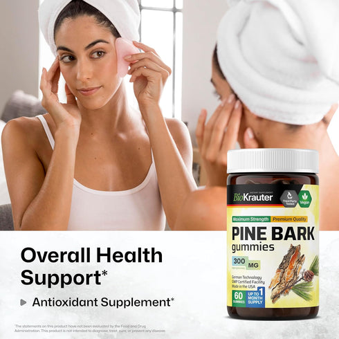 Pine Bark Extract Gummies - French Maritime Pine Bark Extract 300 mg - Potent Antioxidant Supplement - 95% Proanthocyanidins - 60 Vegan Pectin-Based Chews