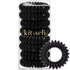 Kitsch Spiral Ponytail Holders for Women - Waterproof Hair Ties for Teens, Stylish Phone Cord Ties & Coils, 8 Pcs, Black