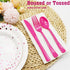 150 Pack Hot Pink Silverware, Hot Pink Plastic Cutlery, 50 Forks, 50 Knives, 50 Spoons for Birthday Bachelorette Wedding