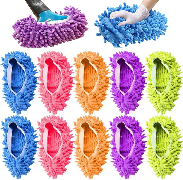 IUM 10 Pcs Microfiber Mop Slippers Shoes Reusable Dust Mops for Women Washable,