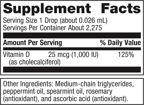 Metagenics D3 Liquid, 2 fl oz, Liquid Vitamin D3 for Bone Health & Immune Support