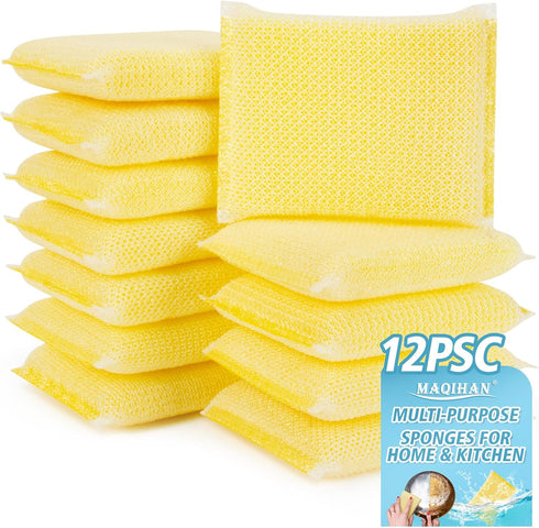 12PCS Scrubbing Sponges, Scrubbing Pad for Home and Kitchen, Multiple Purpose Cleaning Pad for Stove, Dish, Bowl, Sink