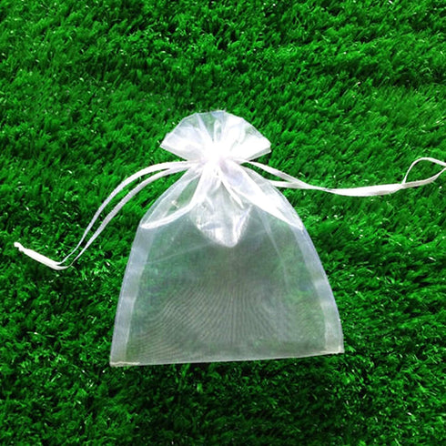 50 PCS White Organza Bags 8x12 - Drawstring Wedding & Party Gift Bags