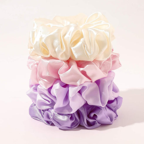 Scrunchies Hair Ties for Women - Big Silk Satin Jumbo Cute Chiffon Scrunchy Pack for Thick Hair, Hair Accessories Gift