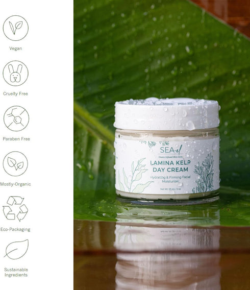 Lamina Sea Kelp Day Cream Hydrating & Firming Anti Aging Glow Natural & Organic Dry Skin Care - Daily Face Moisturizer for Women & Men - 2 Oz