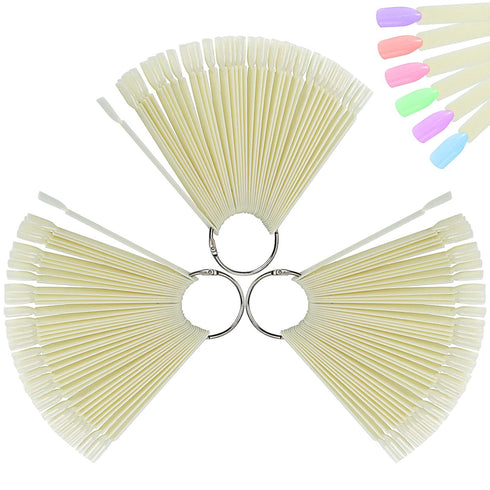 ZOENHOU 150 Nail Swatches - Plastic Nail Art Sample Sticks with Ring for Professional Use and Home DIY Art Supplies