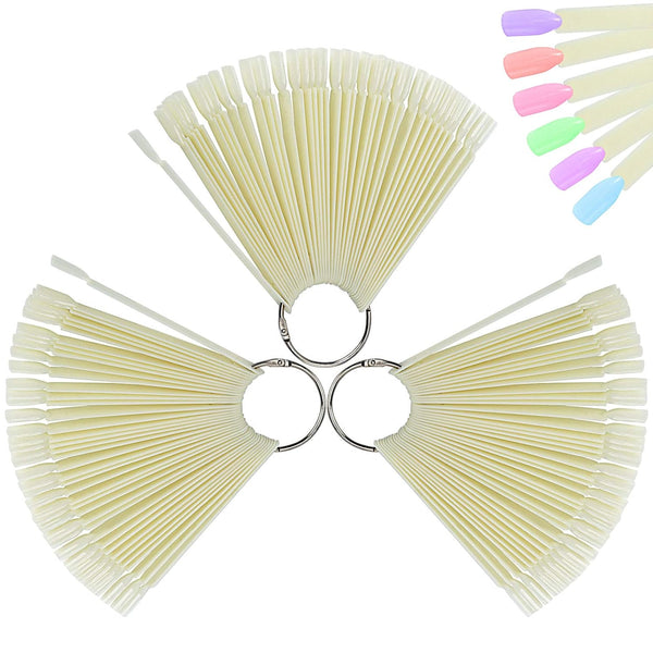 ZOENHOU 150 Nail Swatches - Plastic Nail Art Sample Sticks with Ring for Professional Use and Home DIY Art Supplies