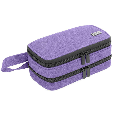 LUXJA Essential Oil Carrying Case, Holds 12 Bottles (5ml-15ml), Portable Double-Layer Organizer, Purple