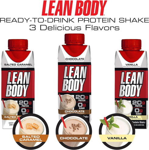 Lean Body Ready-to-Drink Salted Caramel Protein Shake, 20g Protein, 22 Vitamins & Minerals, Pack of 4