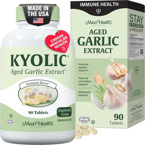 Maxi Health Kyolic Organic Garlic Supplement - Kosher Garlic Tablets with Kyolic