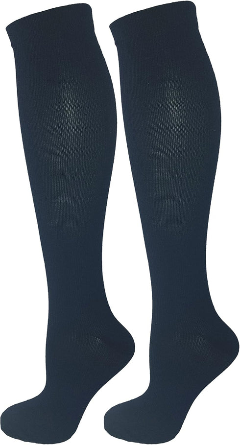 2 Pair Ladies Compression Socks, Navy Blue, Moderate/Medium Compression 15-20 mmHg, Knee-High