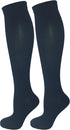 2 Pair Ladies Compression Socks, Navy Blue, Moderate/Medium Compression 15-20 mmHg, Knee-High