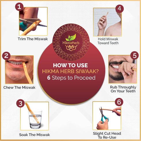 Pack of 3 Miswak Sticks with Holder, Natural Chewing Sticks for Teeth Whitening and Oral Health