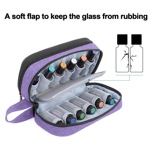 LUXJA Essential Oil Carrying Case, Holds 12 Bottles (5ml-15ml), Portable Double-Layer Organizer, Purple