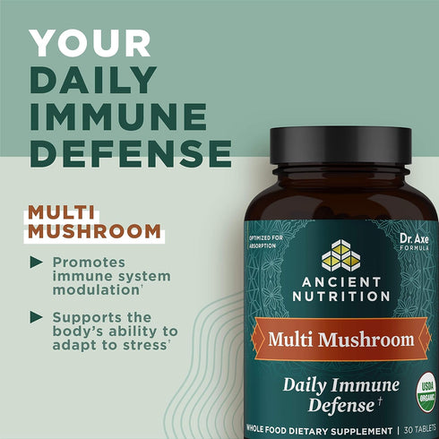 Ancient Nutrition Mushroom Supplement - Organic Multi Mushroom Immune Support Tablet, Gluten Free, 60 Count