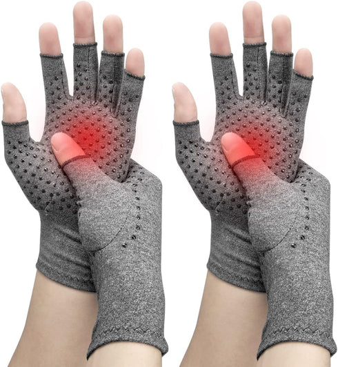 DRNAIETY 2 Pairs Compression Gloves for Hand Arthritis - Anti-Slip Glue Dot Gloves for Work, Men & Women