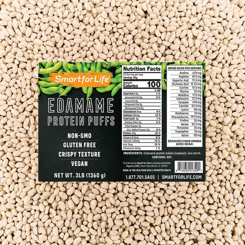 Smart for Life Soy Protein Puffs - 20 Grams Protein Snacks - High Protein Zero Sugar - Non-GMO, Gluten-Free - 3 Pound