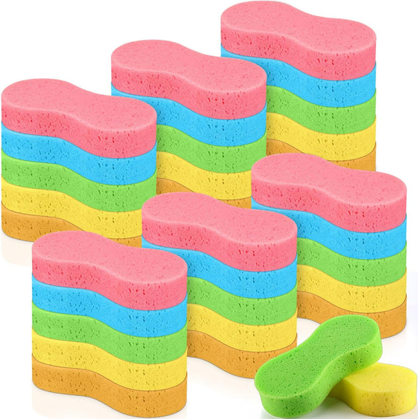 30 Pcs Large Multi-Purpose Car Wash Sponge, Non-Scratch Thick Household Cleaning Scrubber, Mix Colors
