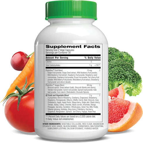 Botanic Choice Mega Fruits and Veggies Blend, 42 Fruit & Vegetable Superfood Capsules, 60 Capsules