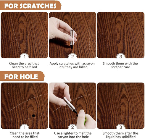 DEWEL Wood Filler, Wax Pen, Wood Floor Scratch Remover, Wood Repair kit, Wood Markers, Touch up Paint pens for Walls,Furniture pens for Scratches, Wood Stain Pen, Furniture polish-42 Set