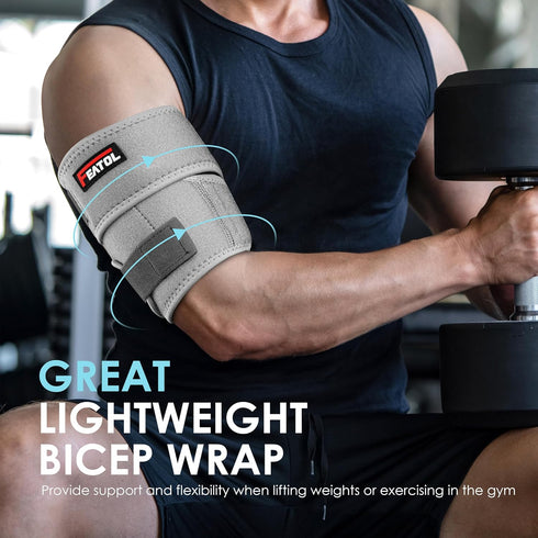 FEATOL Bicep Tendonitis Brace, Upper Arm Compression Sleeve for Men and Women, Pain Relief for Muscle Strains