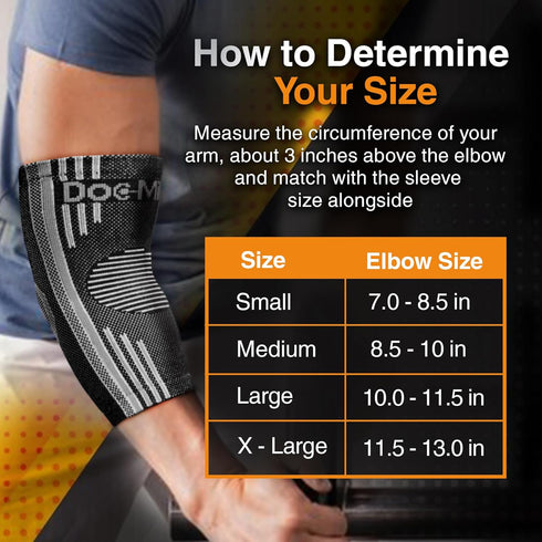 Doc Miller Elbow Compression Sleeve for Tendonitis, Medical Support Arm Brace for Tennis Injuries - 1 Pair