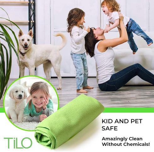 TiLO Microfiber Cleaning Cloth – 19 x 13-inch Ultra-Absorbent Reusable Polishing Cloth for Dust and Dirt (Green)