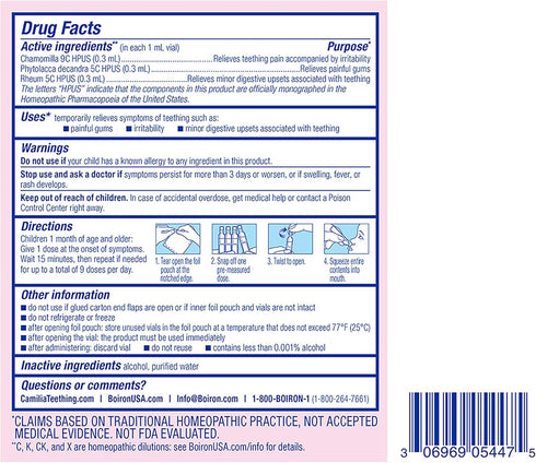 Boiron Camilia Drops 40 Count, Relief for Painful Gums and Irritability in Babies, Liquid Drop
