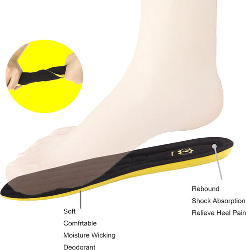 Premium Cushioning Orthopedic Shoe Insoles with Arch Support - Thick Memory Foam for Heel Pain & Plantar Fasciitis, Men