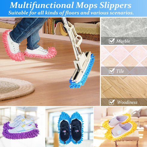 10 Pcs Washable Shoes Cover Dust Duster, Reusable Microfiber Mop Slippers for Floor Cleaning