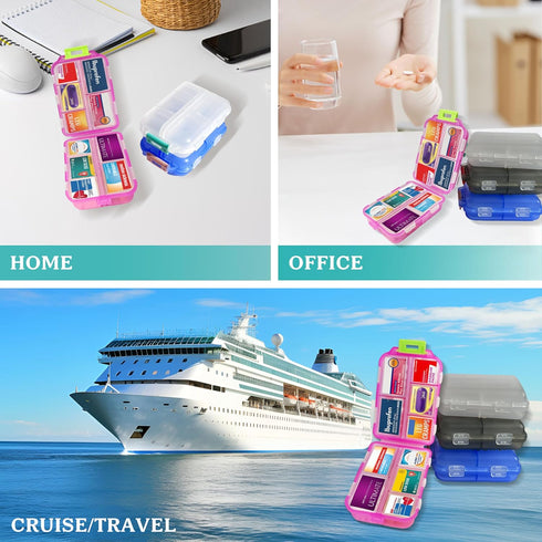 Large Pill Organizer with Medicine Labels - Travel Daily Pill Container for 7 Day Medication