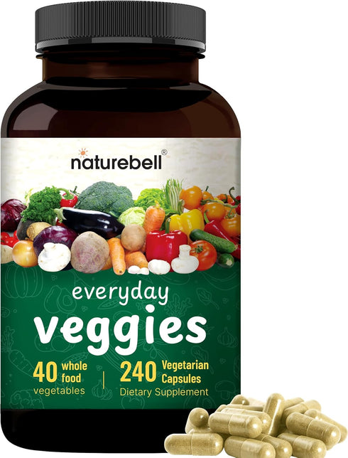 Fruit and Veggies Supplement - 120 Day Supply, 480 Vegetarian Capsules with 40 Whole Fruits & Veggies Blend