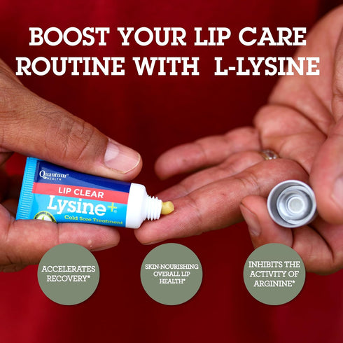 Quantum Health Lip Clear Lysine+ Cold Sore Treatment - L-Lysine Menthol Calendula & Propolis Ointment, 0.25 Oz