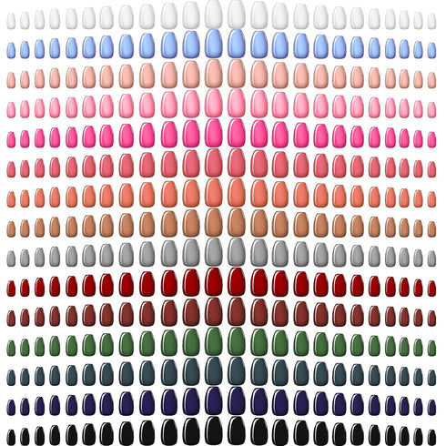 Maitys 720 Pieces Medium Square Press on Nails, Glossy Fake Nails Solid Color Artificial Tips for Women