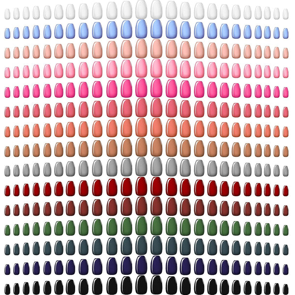 Maitys 720 Pieces Medium Square Press on Nails, Glossy Fake Nails Solid Color Artificial Tips for Women