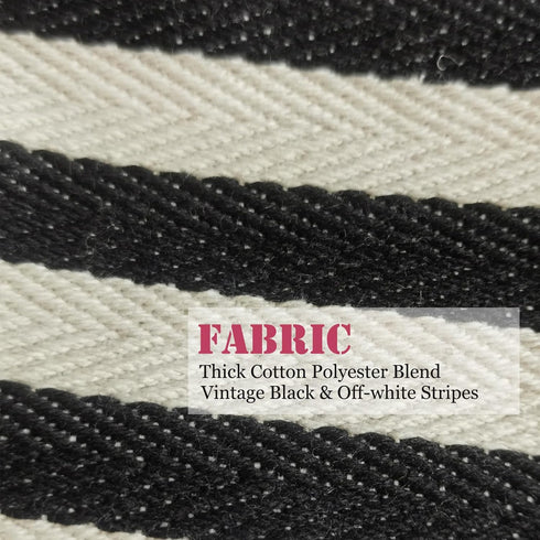 Small Black White Stripe Makeup Brush Bag Zipper Pouch Women Girls Purse Organizer,Canvas Lined, Premium Zipper