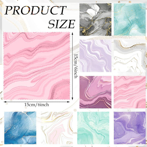 Sinmoe 20 Pcs Microfiber Cleaning Cloth Cute Marble Design Microfiber Cloth Soft Gifts Multicolor Glasses Cleaner Cloth for Eyeglasses Camera Lens Cell Phone Screens Glasses, 6 x 6 Inches